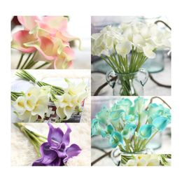 Wedding Flowers Artificial Pu Mini Bridal Flower Calla Bouquet Real Touch for Home Decoration Decorative 12 Colors Option Drop Deliv Dhcne