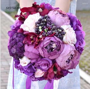 Fleurs de mariage Ribbon rose artificielle Bouquet Bouquet Bouquet Bouquet Bouquets Bouquet SPH062