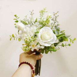 Fleurs de mariage artificielle soie Rose décoration de la maison salon bricolage artisanat faux mariée lettre Bouquet