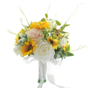 Fleurs de mariage beau bouquet de mariée tournesol et roses bouquets de mariée pour demoiselles d'honneur