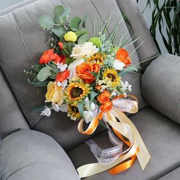 Ramo de flores de boda, conjunto nupcial, accesorios de flores con letras rosas de simulación