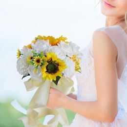 Bouquet de fleurs de mariage, pièce maîtresse romantique en soie, fleur de mariée artificielle pour fête, décoration de cérémonie de la saint-valentin