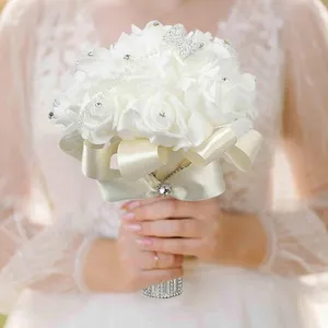 Wedding Flowers Bouquets Artificial Rose Bridal Throw Bouquet voor jubileumceremonie Confession Shower Church