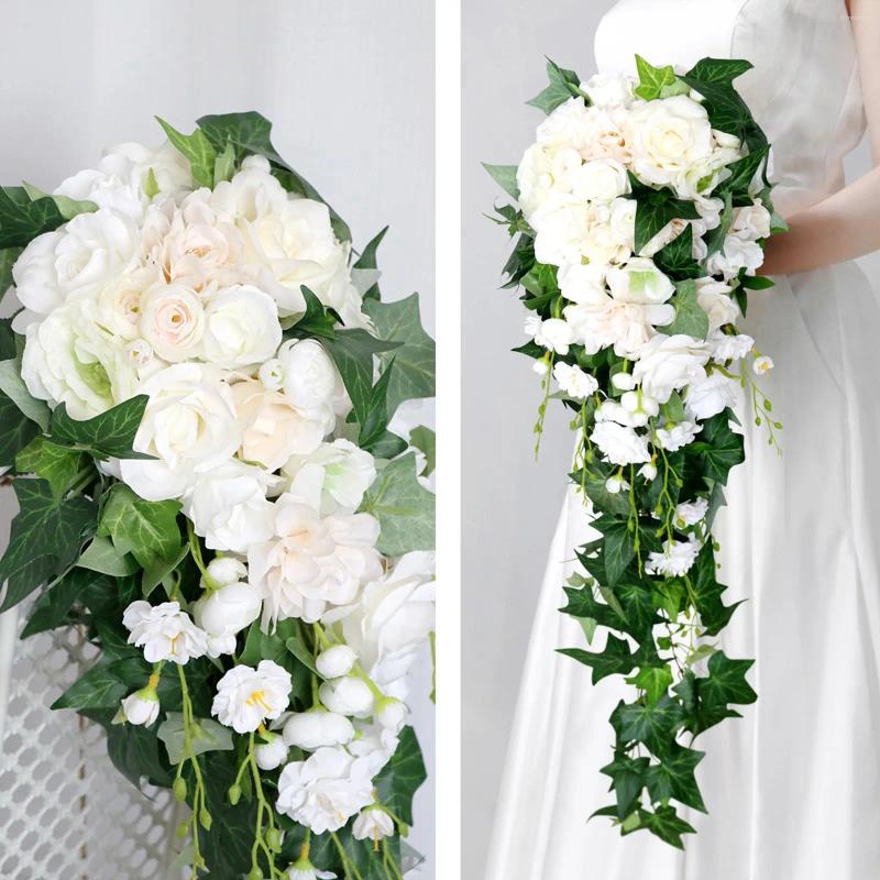 Buquês de flores de casamento buquê de noiva em cascata para festa de decoração de igreja