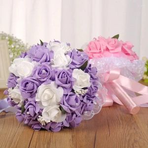 Fleurs de mariage Bouquet de mariée Bouquets de Roses artificielles en soie boutonnière mariage demoiselle d'honneur accessoires de Corsage