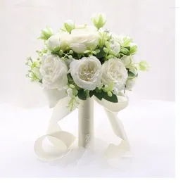 Flores de boda, ramo de dama de honor nupcial, rosas artificiales, accesorios de boda