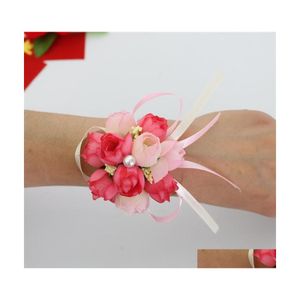 Bruiloft bloemen bruid polsbloem krans bruidsmeisje zuster handbal kunstmatige zijden armband drop levering Party Events Leveringen dhnvu