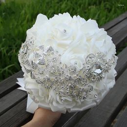 Bouquets de fleurs de mariage lumineux, rubans de mariée, gros cristaux, couleur personnalisée, arrivée à la mode, 2024