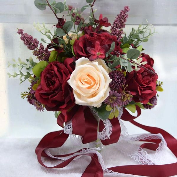 Fleurs de mariage Bouquets de mariée bordeaux Bouquet cérémonie rustique Vintage