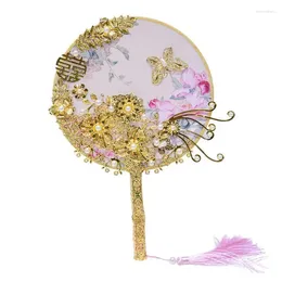 Bruiloft Bloemen Chinese Traditionele Bruid Kant Sieraden Bloem Fan Vintage Ronde Handbediende Lucky Birds Pography Props Accessorie