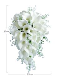 Collection de fleurs de mariage faux Lys Calla Lys de la vallée Bouquet de mariée en cascade Style cascade Flores Para Casamento3466