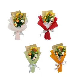 Fleurs de mariage Fleurs terminées Crochet Bouquet en tricot fleur Daisy Gift de vacances Finie Produit Belle pièce maîtresse de table durable