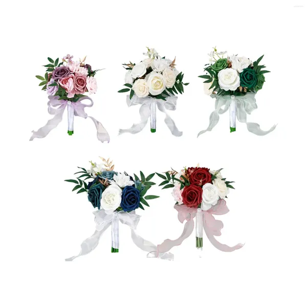 Fleurs de mariage Fausse fleur Vintage Vintage Artificiel Silk Bridal Bridesmaid tenant un bouquet de maison décoration