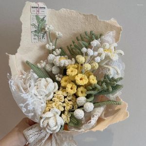 Flores de boda, tela Artificial para las cuatro estaciones, costura, ramo de dama de honor, flor de punto tejida a mano para amantes