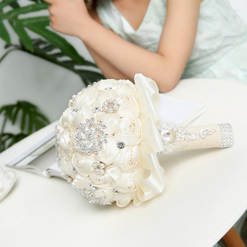 Bruiloft bloemen prachtige bruidsboeketten kunstmatige boeket kristal schittering met parels 2023 buque de noiva