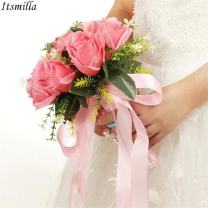 Fleurs de mariage Itsmilla 1pcs Bouquet artificiel Arch Arch Rose Bride Bridesmaid Bouquets for Ceremony Church