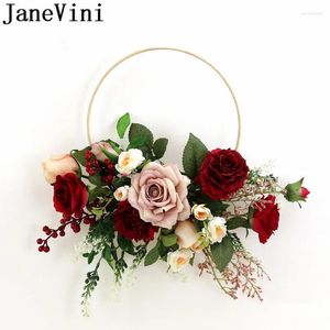 Fleurs de mariage Janevini Ins Red Bouquet Accessoires Artificiel Bridal Hand Flower Wreath Basker décoration Bouquets en soie 2024