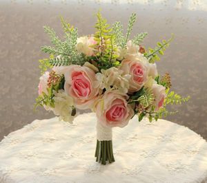 Flores de boda Novia coreana Ramo de novia Rosa artificial