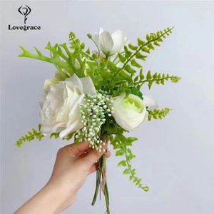 Wedding Flowers Lovegrace Bouquet Flower Artificial Rose Orchid Hydrangea White Bridal Sims Azalea Forest Style