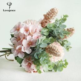 Fleurs de mariage Lovegrace Silk Rose Flower Bouquets for Bridesmaids Bouquet Artificial Home El DIY Decorative