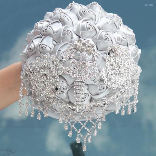 Fleurs De Mariage Bouquet De Luxe Pour La Mariée Et La Demoiselle D'honneur Argent Fleur À La Main Mariage Fête Décoration Strass Perle Accessoires