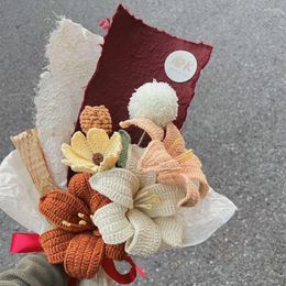 Flores de casamento nobre lírio tecido artificial bordado buquê de dama de honra mariage flor de malha mão tecido para os amantes