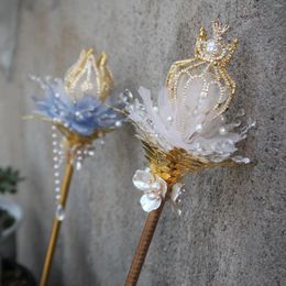 Fleurs de mariage, produits Non finis, à faire soi-même, paquet de matériel de sceptre de pétale Lolita, accessoires de canne Po de mariée, accessoires de Bouquet