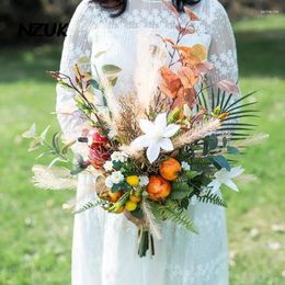 Flores de boda NZUK 2023 Ramo de novia artificial de Fleur Mariage Novia romántica Decoración de la mano Quinceañera