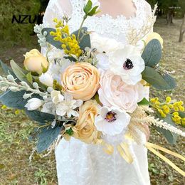 Fleurs de mariage Nzuk Bouquets jaunes de style coréen élégant