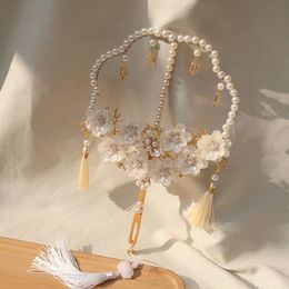 Wedding Flowers Nzuk Fan Bridal Bouquet Handmade Chinese traditionele kralen Hanfu Pograph Dance Lolita Hand vastgehouden