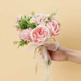 Fleurs de mariage pivoine artificielle soie blanc violet Bouquet de mariée maison fête salle Table décoration plante rose fausse fleur