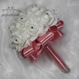Fleurs De Mariage Perfectlifeoh Bouquet Or Blanc Artificiel Mariée Mariée Buque De Noiva235J