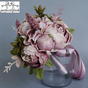 Fleurs de mariage Perfectlifeoh Élégant Perle Mini Bouquets De Mariée Cristal Sparkle Bouquet Mariée Demoiselle D'honneur