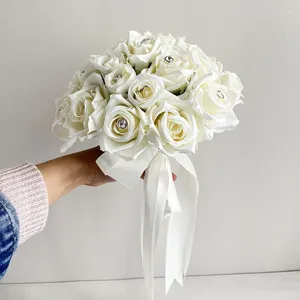 Wedding Flowers Rhinestones Bouquet Bride Artificial Roses Bridal Bouquets Bridesmeisje Accessoires Huwelijksdecoratie