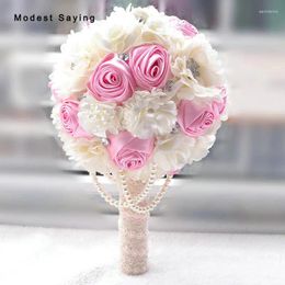 Bruiloft bloemen romantische roze kunstmatige boeketten 2024 lavendel bruids bruidsmeisje boeket accessoires de mariage