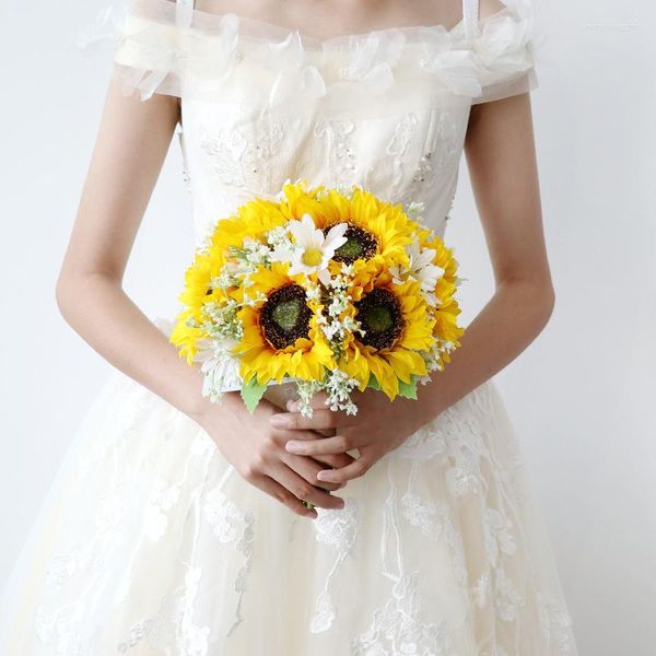Flores de boda Pequeño blanco Falso Cascada de flores Bouquet para novia Accesorios de matrimonio nupcial de novia