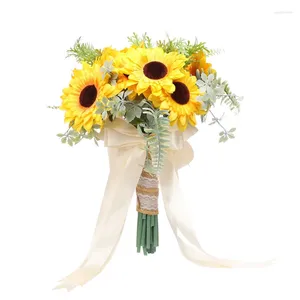 Bruiloft bloemen prachtige zonnebloemen bruids boeketten 23 30 cm accessoires