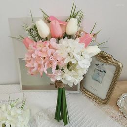 Fleurs de mariage Whitney Collection 2023 ivoire tulipe artificielle rose hortensia bouquets de demoiselle d'honneur pour Ramo De Novia Boda