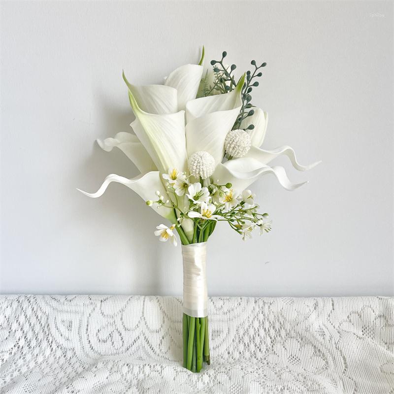 Fiori del matrimonio Whitney Collection Callas Lilies Bride Bouquet White Ricolata Flowerramos de novis boda