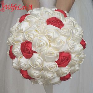 Fleurs de mariage WifeLai-A Super bon ruban fait à la main Bouquets de fleurs Bouquet de mariée Ivoire Boque Noiva Acceptez votre idée personnalisée W223-1