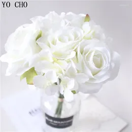 Fleurs de mariage Yo Cho Roses Bouquet de mariée Peonies Hydrangea White Silk Flower Bride Bridesmaid Mariage Accessoires