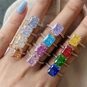 Mariage pour les femmes amateurs classiques carrés de sucre coupé en diamant diamant promesse anillos de fiançailles
