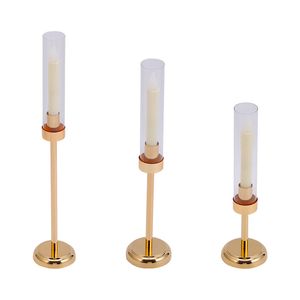 Candelabros dorados para boda, candelabros de metal cónicos, juego de 3 uds para decoraciones de centros de mesa