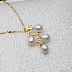 Pendentifs de perles plaqués or de mariage, bijoux fins pour femmes, colliers de perles d'eau douce naturelles, blanc violet 240318