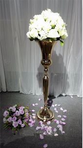 Pièce maîtresse de vase à fleurs décoratif doré de mariage pour la décoration de mariage