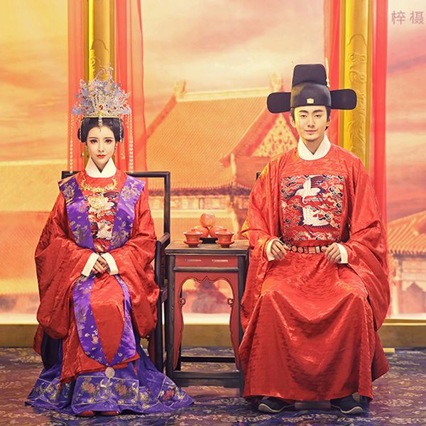 Bata de boda para estudio chino en el extranjero, ropa de fotografía, ropa Hanfu, disfraz de película y TV, vestido de boda de pareja de China antigua