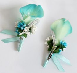 Boda novio padrino Boutonniere flor artificial ramillete traje de hombre broche Clipon para fiesta nupcial decoración 4131777