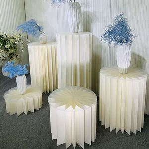 Guirnalda de boda, accesorios para cabina de ventana, soporte de columna, mesa de postre de papel, decoración plegable