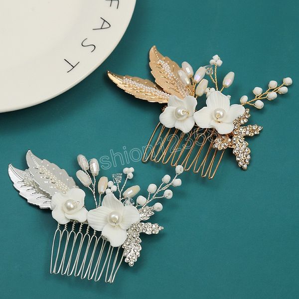 Accessoires de cheveux de mariage Combs de cheveux fleurs pour femmes Bride Fashion Coiffure Hairpin Faux Pearl Hair Clip Girls Bijoux