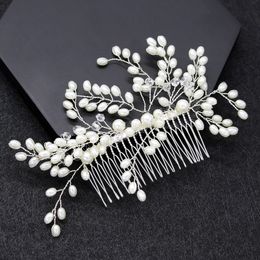 Peignes à cheveux de mariage en alliage de perles simulées, peignes brillants, accessoires pour cheveux de mariée, bijoux en alliage, ornements diadèmes